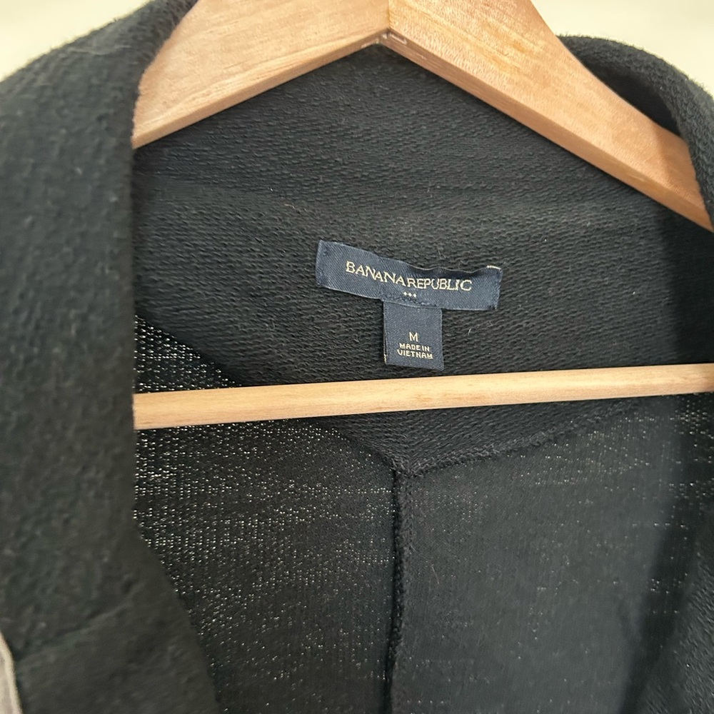 Banana Republic Black Double-Breasted Trim Blazer Cotton Jacket - M - Picture 2 of 4